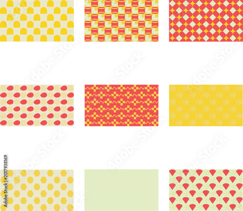 Abstract patchwork pattern with pastel colors and halftone dots