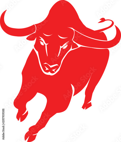 Φωτογραφία Dynamic red bull graphic illustration capturing raw power, strength, and aggress