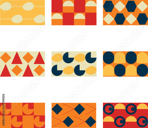 Retro Geometric Halftone Pattern with Central Copy Space