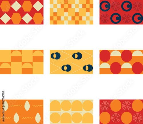 Retro Halftone Geometric Background with Colorful Shapes