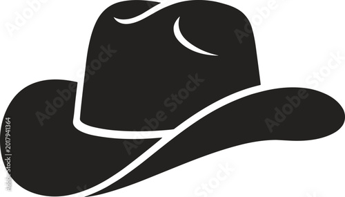 Minimalist black silhouette icon of a classic cowboy hat.