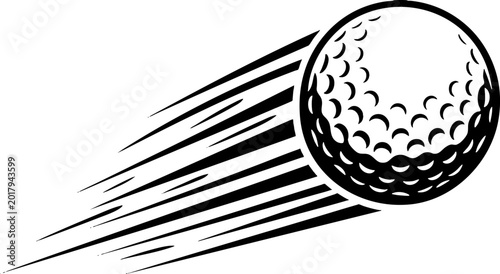 Speeding golf ball icon with motion lines vector illustration