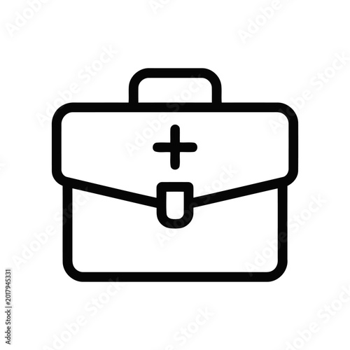 Medical briefcase icon, first aid kit symbol, doctor bag vector illustration