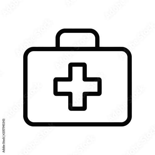 First aid kit icon, medical bag symbol, health care sign isolated on white background