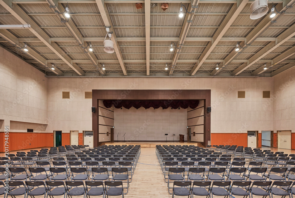 Naklejka premium Large Lecture Hall With Symmetrical Seating Layout