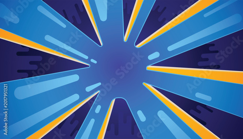 Abstract Blue and Yellow Comic Style Radial Zoom Background Vector