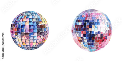 Bild auf Leinwand disco ball watercolor vector illustration