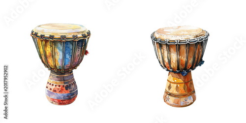 djembe watercolor vector illustration