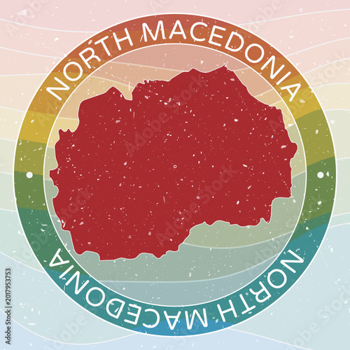 Tableau sur toile Vintage North Macedonia Round Logo