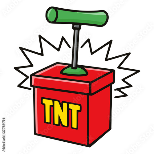 Принти на полотні TNT dynamite detonator explosive flat color vector illustration template design