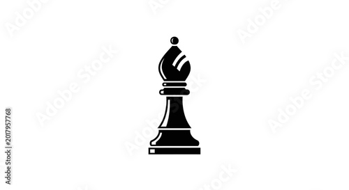 Foto Black bishop chess piece silhouette, strategic game symbol, isolated on white ba