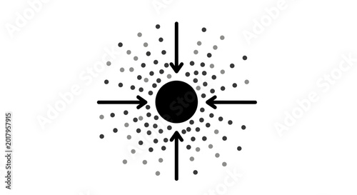 Bild auf Leinwand Abstract concept of gravitational pull or central focus with arrows and dots