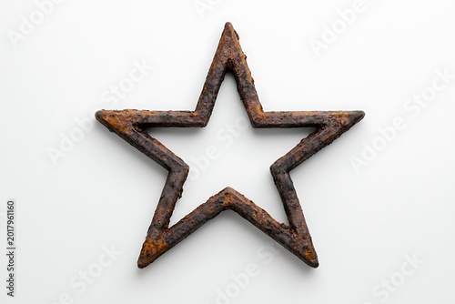 Rustic Metal Star Frame with Rusty Finish and Open Design on White Background for Home Decor
