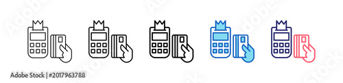 Credit Card Machine Icon In 5 Different Styles Set Collection.   