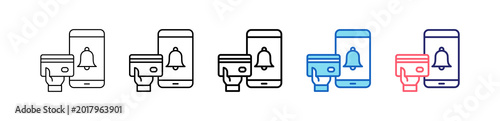 Photos Payment Notification Icon In 5 Different Styles Set Collection