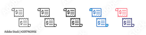 Split Bill Icon In 5 Different Styles Set Collection.   