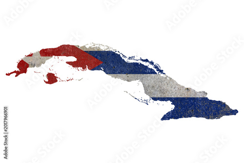 Cuba map with national flag texture vector