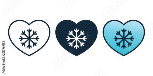 Canvas Print Cold Heart Symbol Icon with Snow Symbol, Emotionless Love