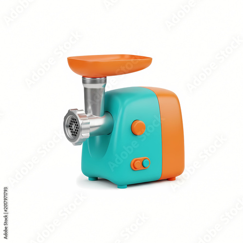 Colorful meat grinder illustration on transparent background for kitchen use