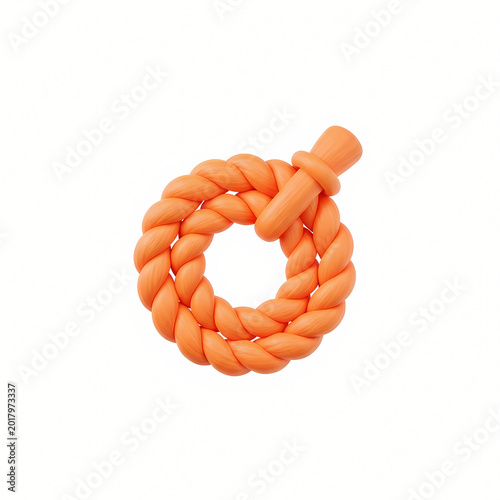 Orange rope element rendered on a transparent background for various applications