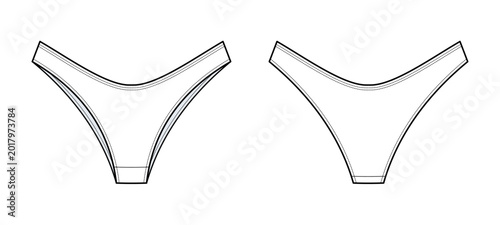 Fotografía High Cut Thong Bikini Bottom Technical Fashion Illustration