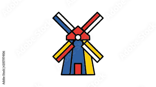Windmill Flat Vector Illustration