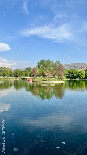 Beautiful Lake and Forest Landscape with Clear Water Reflection