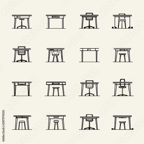 Various table designs and structures.