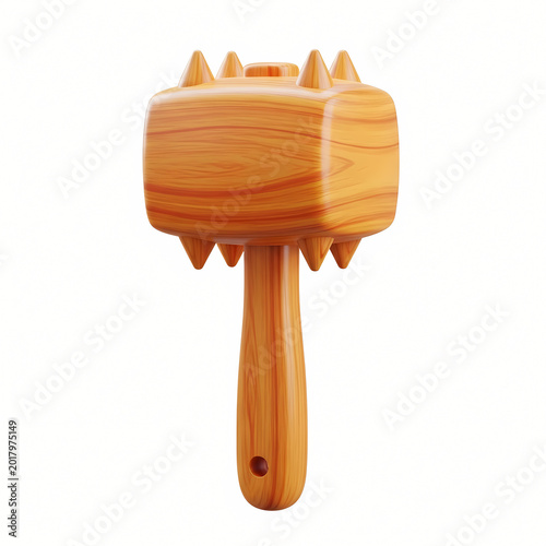 Wooden meat tenderizer isolated on transparent background for culinary purposes