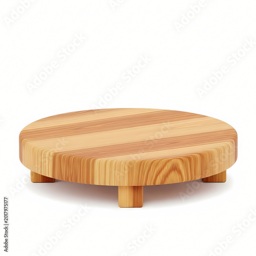 Wooden pedestal display for product presentation isolated on transparent background