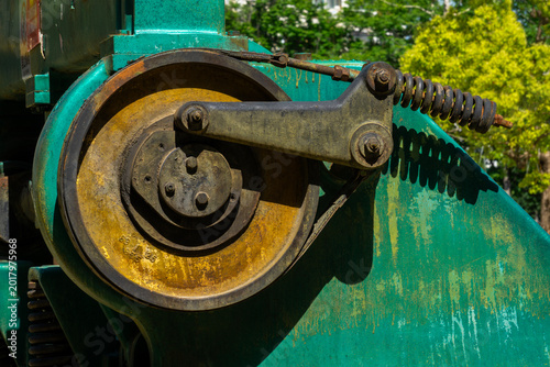 A close-up of the old and abandoned industrial machinery, at the Industrial Museum of Huaibei City, Anhui Province, China. 