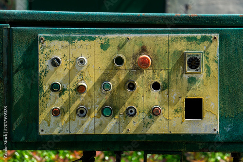 A close-up of the old and abandoned industrial machinery, at the Industrial Museum of Huaibei City, Anhui Province, China. 