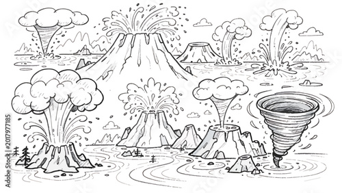 Volcanoes and Tornadoes Natural Disasters.