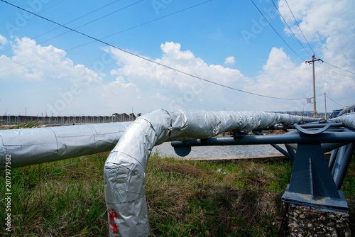 Bild auf Leinwand Oil pipeline, Oil and gas processing plant with pipe line valves