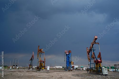 Bild auf Leinwand The oil pump, industrial equipment