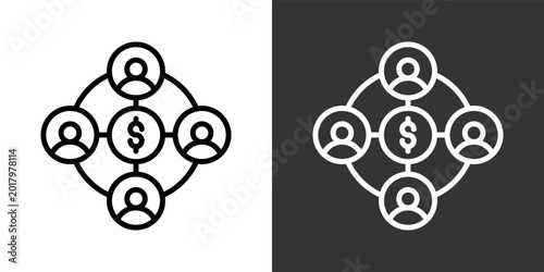 Tableau sur toile Affiliate Marketing Black And White Multiple Style Icon Set Collection Pack Vect