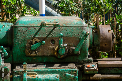 A close-up of the old and abandoned industrial machinery, at the Industrial Museum of Huaibei City, Anhui Province, China. 