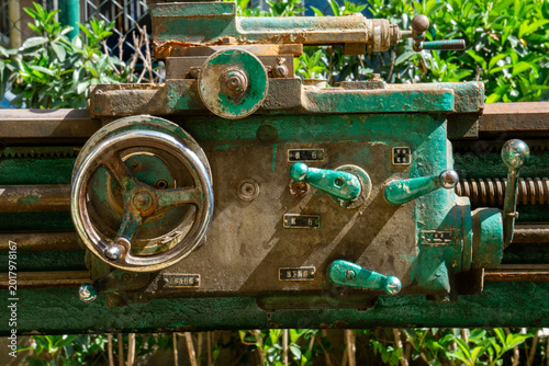 A close-up of the old and abandoned industrial machinery, at the Industrial Museum of Huaibei City, Anhui Province, China. 