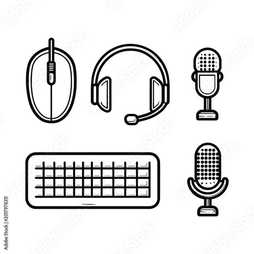 Microphone and Headset with Keyboard.