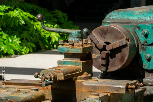 A close-up of the old and abandoned industrial machinery, at the Industrial Museum of Huaibei City, Anhui Province, China. 