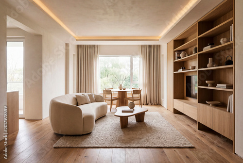 Luxury Residential Lounge Interior With City Window View