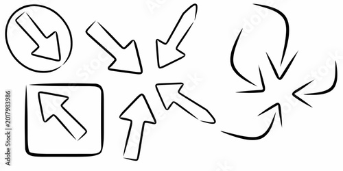 Hand drawn doodle arrow. Random black arrow vector