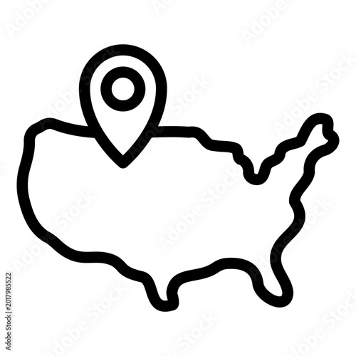 USA map outline icon. United States country outline with location pin. geography and travel. America and navigation