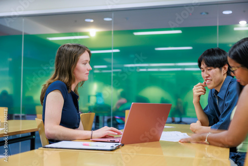 Young Professionals Working in Casual Modern Office