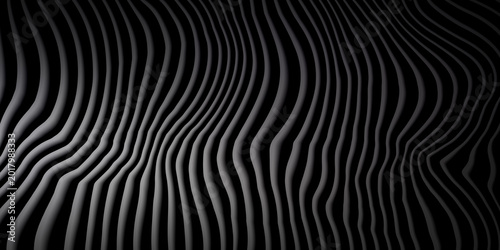 Foto Abstract wavy lines dark gray 3d render background high quality professional