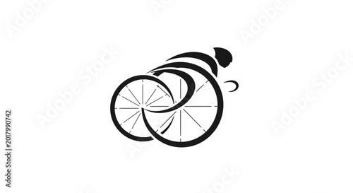 Black bicycle with motion lines fast.
