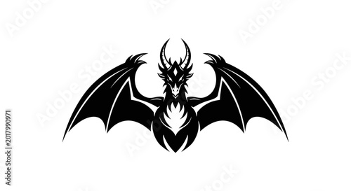 Foto Black silhouette of a bat creature.