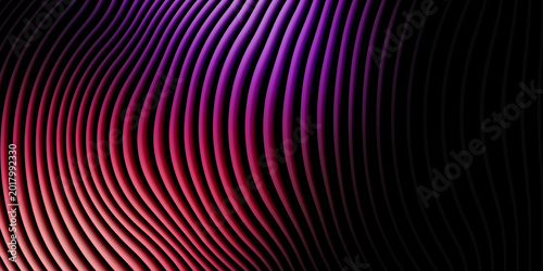 Konstfotografi Abstract wavy lines gradient purple and red 3d render