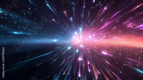 Cosmic Dance of Light: An abstract representation of interstellar travel or a vibrant display of energy, with streams of light radiating outward, creating a sense of movement and wonder. 