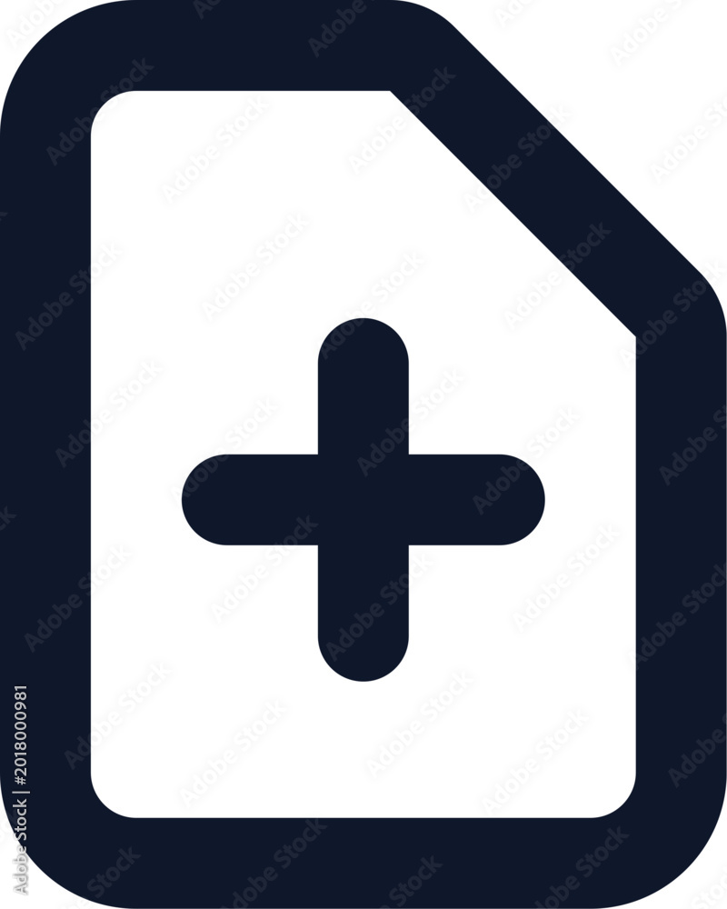 Obraz premium Digital document icon with plus sign for adding new files and creating records
